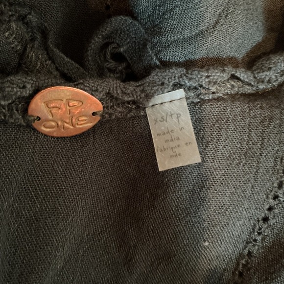 Free People FP One Black Lace Trim Long Sleeve Mini Dress XS - Picture 6 of 6